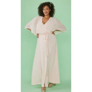 New Modcloth Queen Of Eden Maxi Wrap Dress Blush Pink Chiffon Sz M